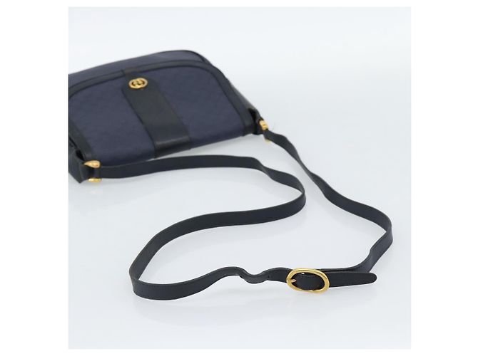 Borsa a tracolla GUCCI Micro GG Supreme PVC Navy Gold 001 261 4425 Auth ka4776 D'oro Blu navy - vista 7