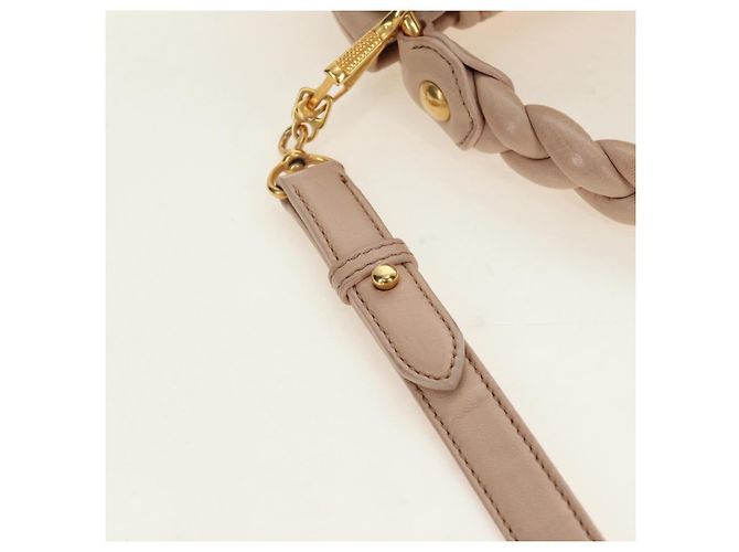 Bolsa de Ombro Miu Miu Matelasse de Couro 2way Rosa Ouro Auth 185581M Dourado - vista 17