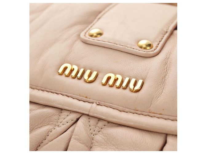 Bolsa de Ombro Miu Miu Matelasse de Couro 2way Rosa Ouro Auth 185581M Dourado - vista 23