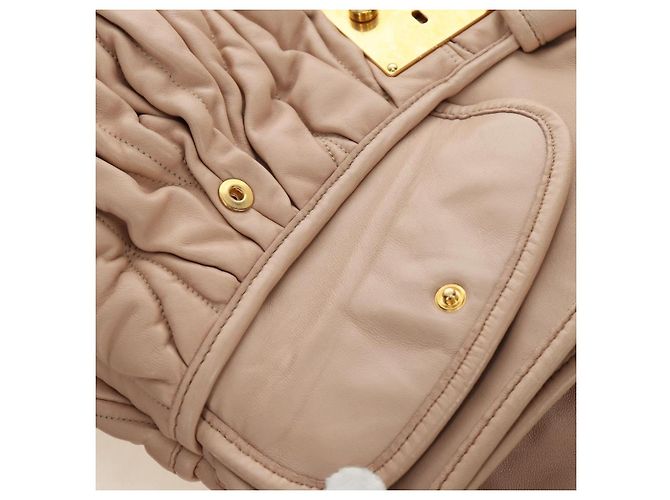 Bolsa de Ombro Miu Miu Matelasse de Couro 2way Rosa Ouro Auth 185581M Dourado - vista 27