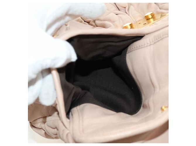 Bolsa de Ombro Miu Miu Matelasse de Couro 2way Rosa Ouro Auth 185581M Dourado - vista 28