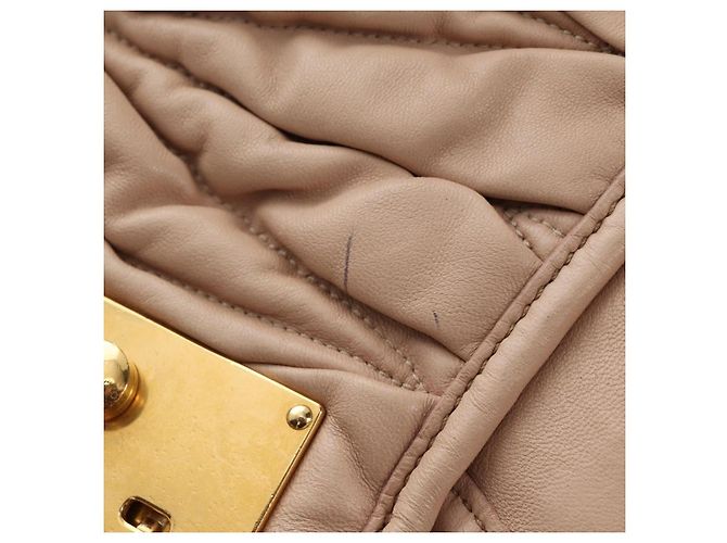 Bolsa de Ombro Miu Miu Matelasse de Couro 2way Rosa Ouro Auth 185581M Dourado - vista 30