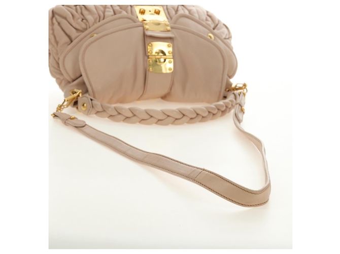 Bolsa de Ombro Miu Miu Matelasse de Couro 2way Rosa Ouro Auth 185581M Dourado - vista 9