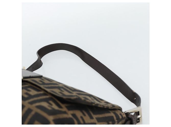 FENDI Zucca Canvas Mamma Baguette Shoulder Bag Black Brown Auth 185971SAM Marrone Nero - vista 14