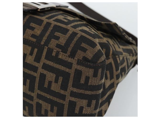 FENDI Zucca Canvas Mamma Baguette Shoulder Bag Black Brown Auth 185971SAM Marrone Nero - vista 15