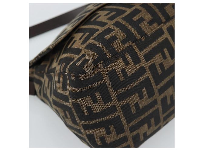FENDI Zucca Canvas Mamma Baguette Shoulder Bag Black Brown Auth 185971SAM Marrone Nero - vista 16