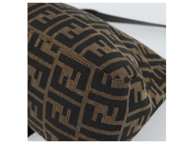 FENDI Zucca Canvas Mamma Baguette Shoulder Bag Black Brown Auth 185971SAM Marrone Nero - vista 17
