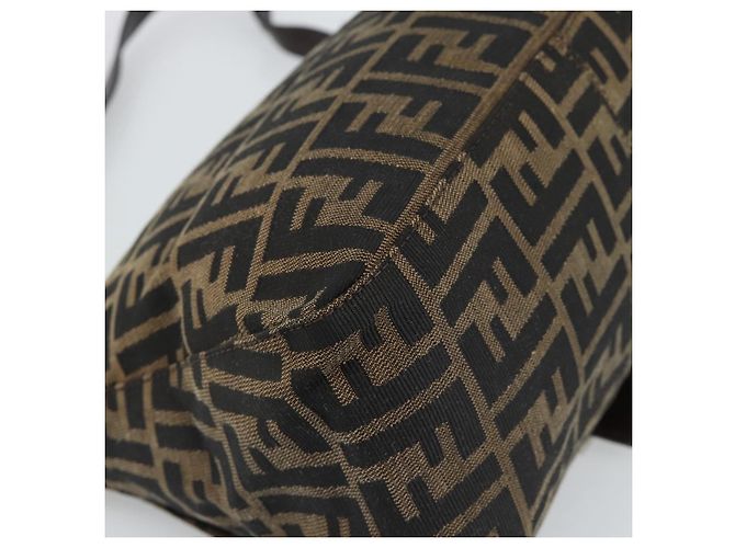 FENDI Zucca Canvas Mamma Baguette Shoulder Bag Black Brown Auth 185971SAM Marrone Nero - vista 18