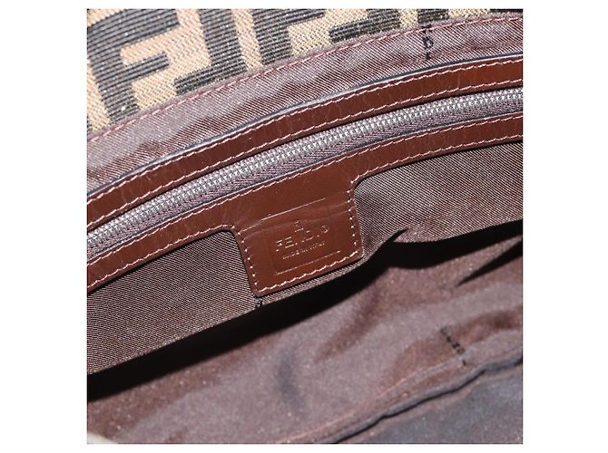 FENDI Zucca Canvas Mamma Baguette Shoulder Bag Black Brown Auth 185971SAM Marrone Nero - vista 19