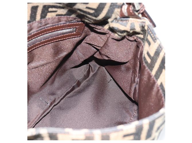 FENDI Zucca Canvas Mamma Baguette Shoulder Bag Black Brown Auth 185971SAM Marrone Nero - vista 20