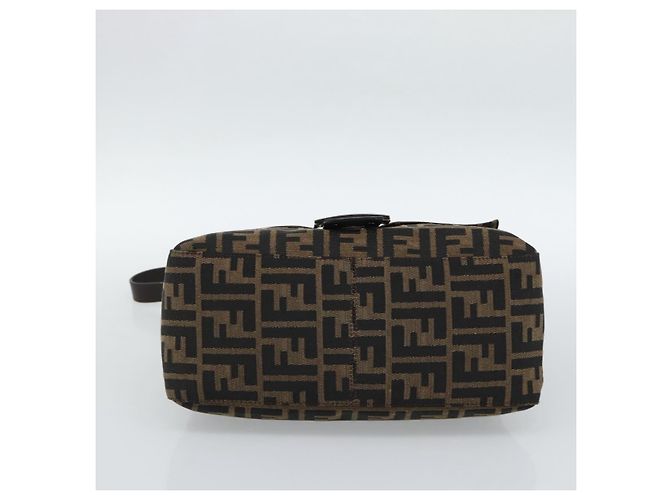 FENDI Zucca Canvas Mamma Baguette Shoulder Bag Black Brown Auth 185971SAM Marrone Nero - vista 5