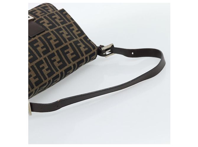 FENDI Zucca Canvas Mamma Baguette Shoulder Bag Black Brown Auth 185971SAM Marrone Nero - vista 7