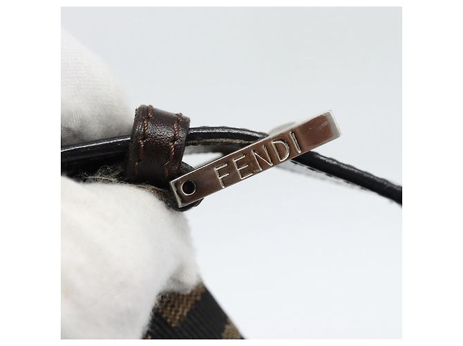 FENDI Zucca Canvas Mamma Baguette Shoulder Bag Black Brown Auth 185971SAM Marrone Nero - vista 9