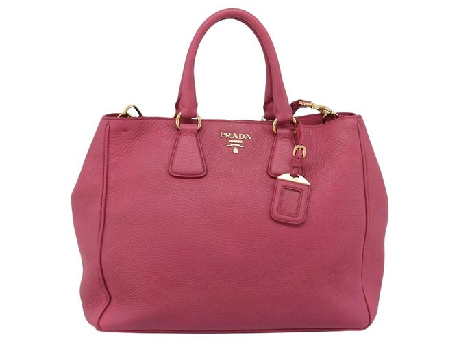 Borsa PRADA Vittero Dino Leather 2way Rosa Oro Auth 186115A D'oro - vista 13