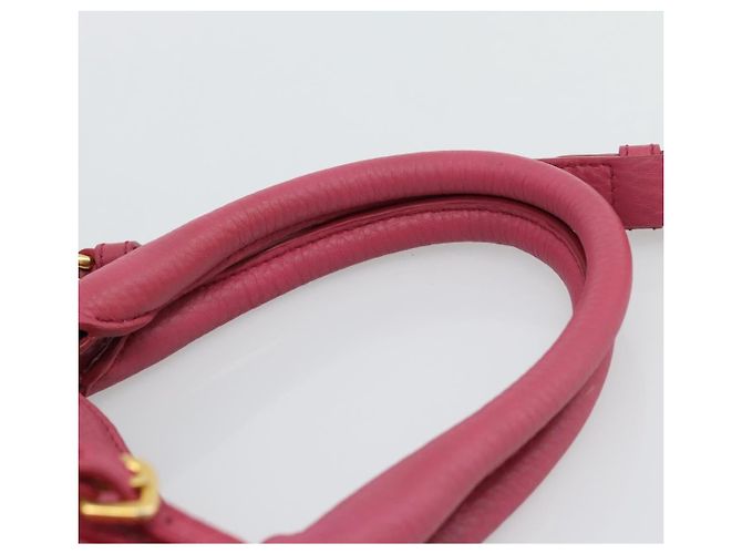Borsa PRADA Vittero Dino Leather 2way Rosa Oro Auth 186115A D'oro - vista 14