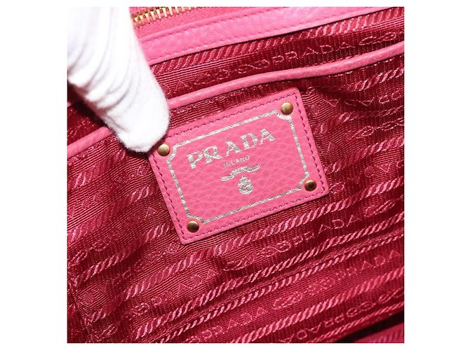 Borsa PRADA Vittero Dino Leather 2way Rosa Oro Auth 186115A D'oro - vista 19