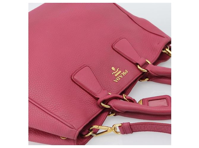 Borsa PRADA Vittero Dino Leather 2way Rosa Oro Auth 186115A D'oro - vista 6