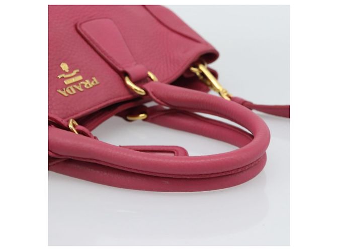 Borsa PRADA Vittero Dino Leather 2way Rosa Oro Auth 186115A D'oro - vista 7