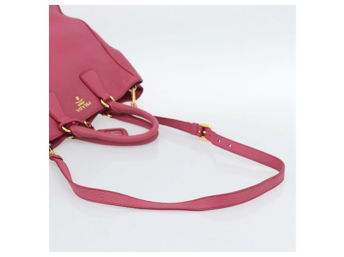 Borsa PRADA Vittero Dino Leather 2way Rosa Oro Auth 186115A D'oro - vista 8