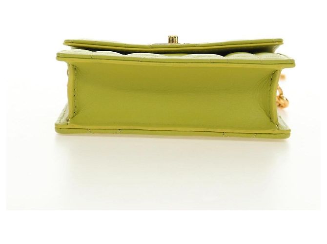 Christian Dior Cannage Miss Caro Chain Pouch in pelle di agnello verde e oro Auth 185907SM - vista 10