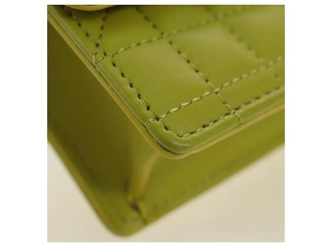 Christian Dior Cannage Miss Caro Chain Pouch in pelle di agnello verde e oro Auth 185907SM - vista 11