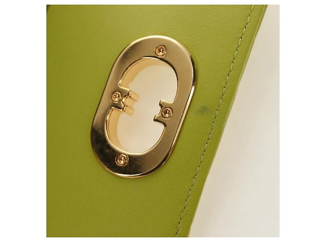 Christian Dior Cannage Miss Caro Chain Pouch in pelle di agnello verde e oro Auth 185907SM - vista 17