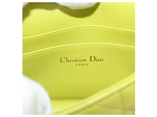 Christian Dior Cannage Miss Caro Chain Pouch in pelle di agnello verde e oro Auth 185907SM - vista 18