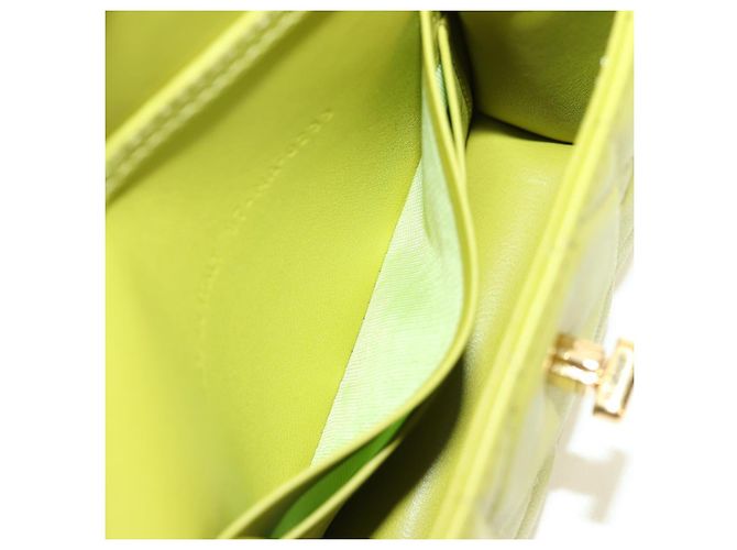 Christian Dior Cannage Miss Caro Chain Pouch in pelle di agnello verde e oro Auth 185907SM - vista 22