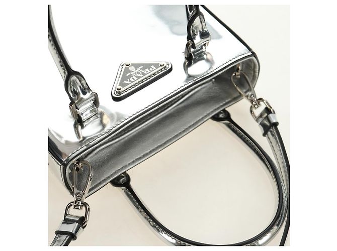Borsa PRADA in pelle vernice 2way Argento Autentica 185901M - vista 14