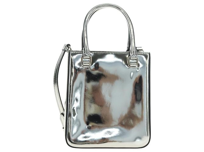 Borsa PRADA in pelle vernice 2way Argento Autentica 185901M - vista 2