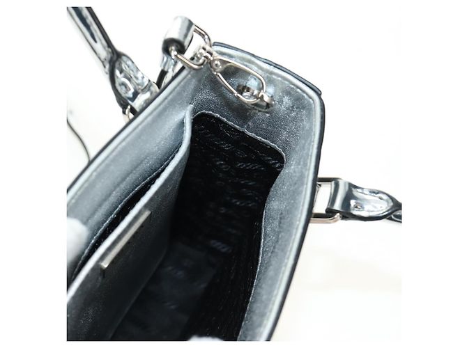 Borsa PRADA in pelle vernice 2way Argento Autentica 185901M - vista 26