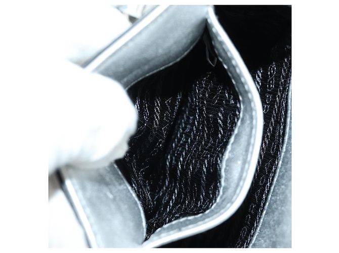 Borsa PRADA in pelle vernice 2way Argento Autentica 185901M - vista 28