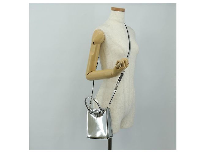 Borsa PRADA in pelle vernice 2way Argento Autentica 185901M - vista 29