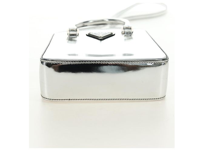 Borsa PRADA in pelle vernice 2way Argento Autentica 185901M - vista 7