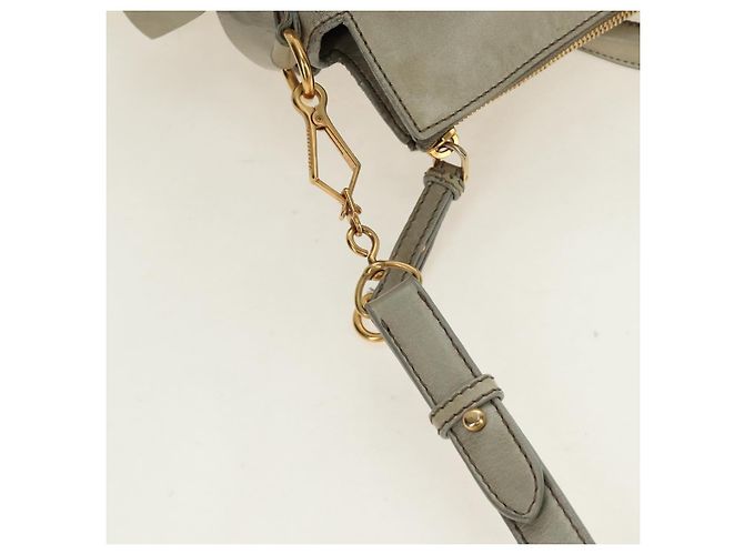 Borsa a mano Miu Miu Side Ribbon in pelle 2way Grigio Oro Auth am11892V Marrone D'oro - vista 10