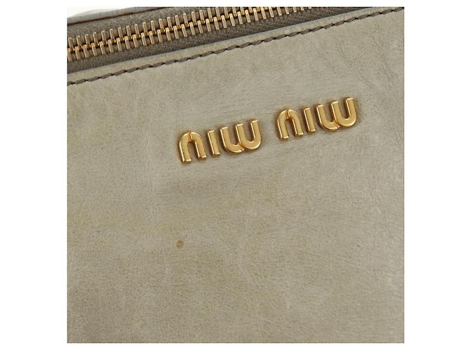 Borsa a mano Miu Miu Side Ribbon in pelle 2way Grigio Oro Auth am11892V Marrone D'oro - vista 19