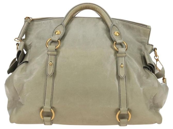 Borsa a mano Miu Miu Side Ribbon in pelle 2way Grigio Oro Auth am11892V Marrone D'oro - vista 2