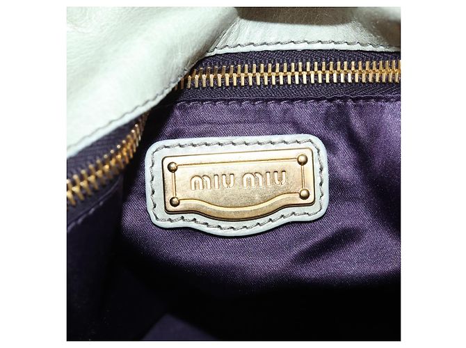 Borsa a mano Miu Miu Side Ribbon in pelle 2way Grigio Oro Auth am11892V Marrone D'oro - vista 21