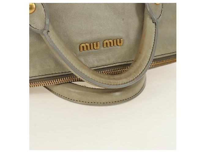 Borsa a mano Miu Miu Side Ribbon in pelle 2way Grigio Oro Auth am11892V Marrone D'oro - vista 7