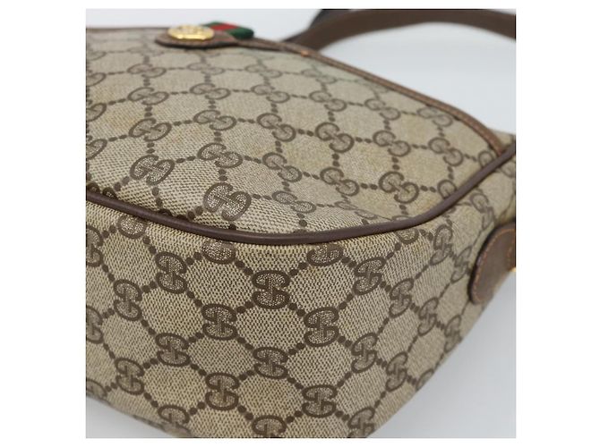 Borsa GUCCI GG Supreme Web Sherry Line in PVC Beige Oro 89 02 077 Auth 185911 D'oro - vista 10