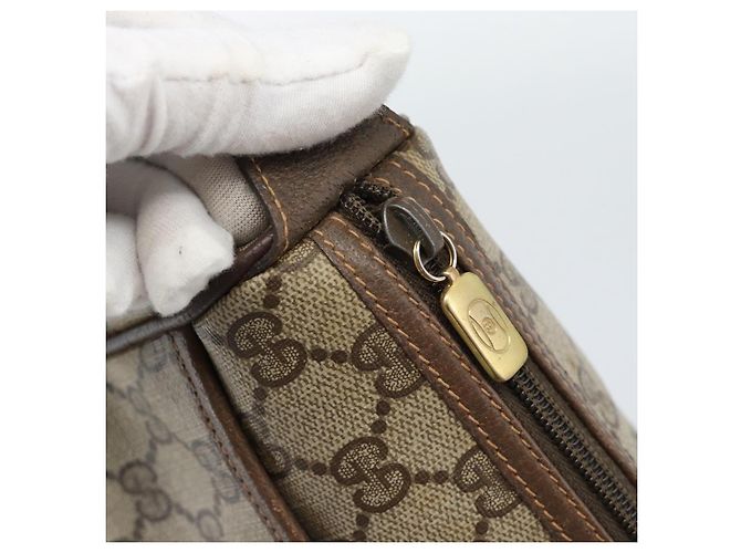 Borsa GUCCI GG Supreme Web Sherry Line in PVC Beige Oro 89 02 077 Auth 185911 D'oro - vista 14