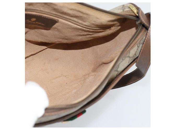 Borsa GUCCI GG Supreme Web Sherry Line in PVC Beige Oro 89 02 077 Auth 185911 D'oro - vista 17