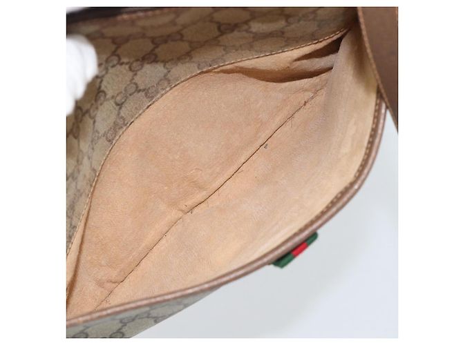 Borsa GUCCI GG Supreme Web Sherry Line in PVC Beige Oro 89 02 077 Auth 185911 D'oro - vista 22