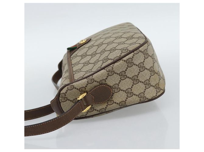 Borsa GUCCI GG Supreme Web Sherry Line in PVC Beige Oro 89 02 077 Auth 185911 D'oro - vista 4