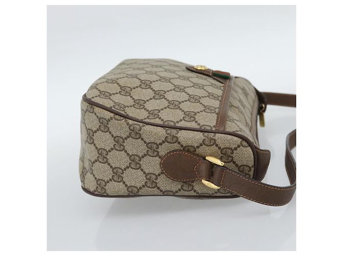 Borsa GUCCI GG Supreme Web Sherry Line in PVC Beige Oro 89 02 077 Auth 185911 D'oro - vista 5