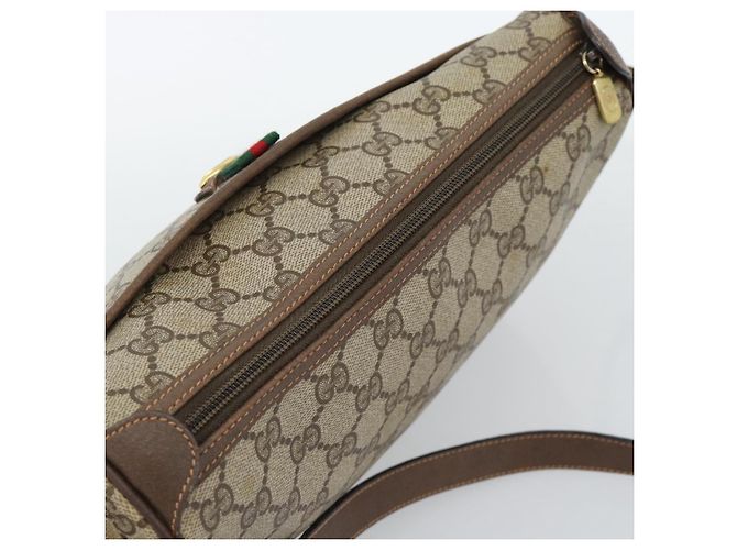 Borsa GUCCI GG Supreme Web Sherry Line in PVC Beige Oro 89 02 077 Auth 185911 D'oro - vista 6
