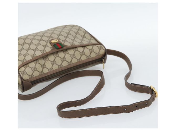 Borsa GUCCI GG Supreme Web Sherry Line in PVC Beige Oro 89 02 077 Auth 185911 D'oro - vista 7