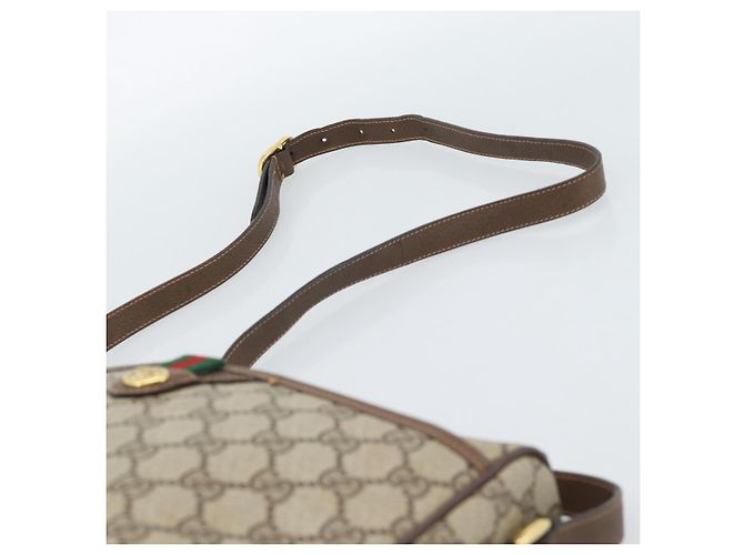 Borsa GUCCI GG Supreme Web Sherry Line in PVC Beige Oro 89 02 077 Auth 185911 D'oro - vista 8