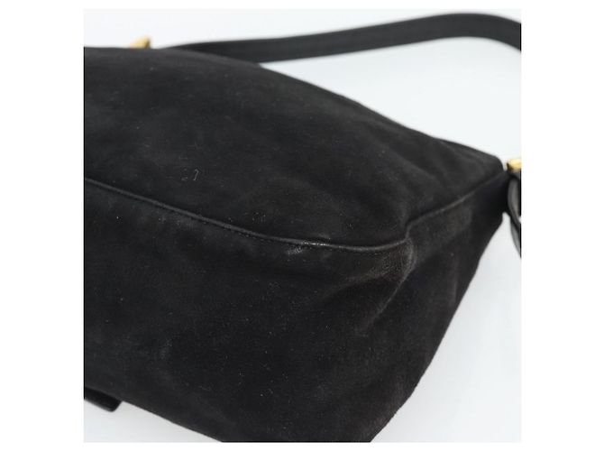 FENDI Mamma Baguette Schultertasche aus Wildleder Schwarz Gold Authentisch 187561SAM - Ansicht 15