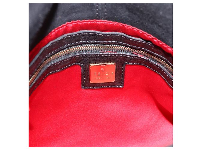 FENDI Mamma Baguette Schultertasche aus Wildleder Schwarz Gold Authentisch 187561SAM - Ansicht 18